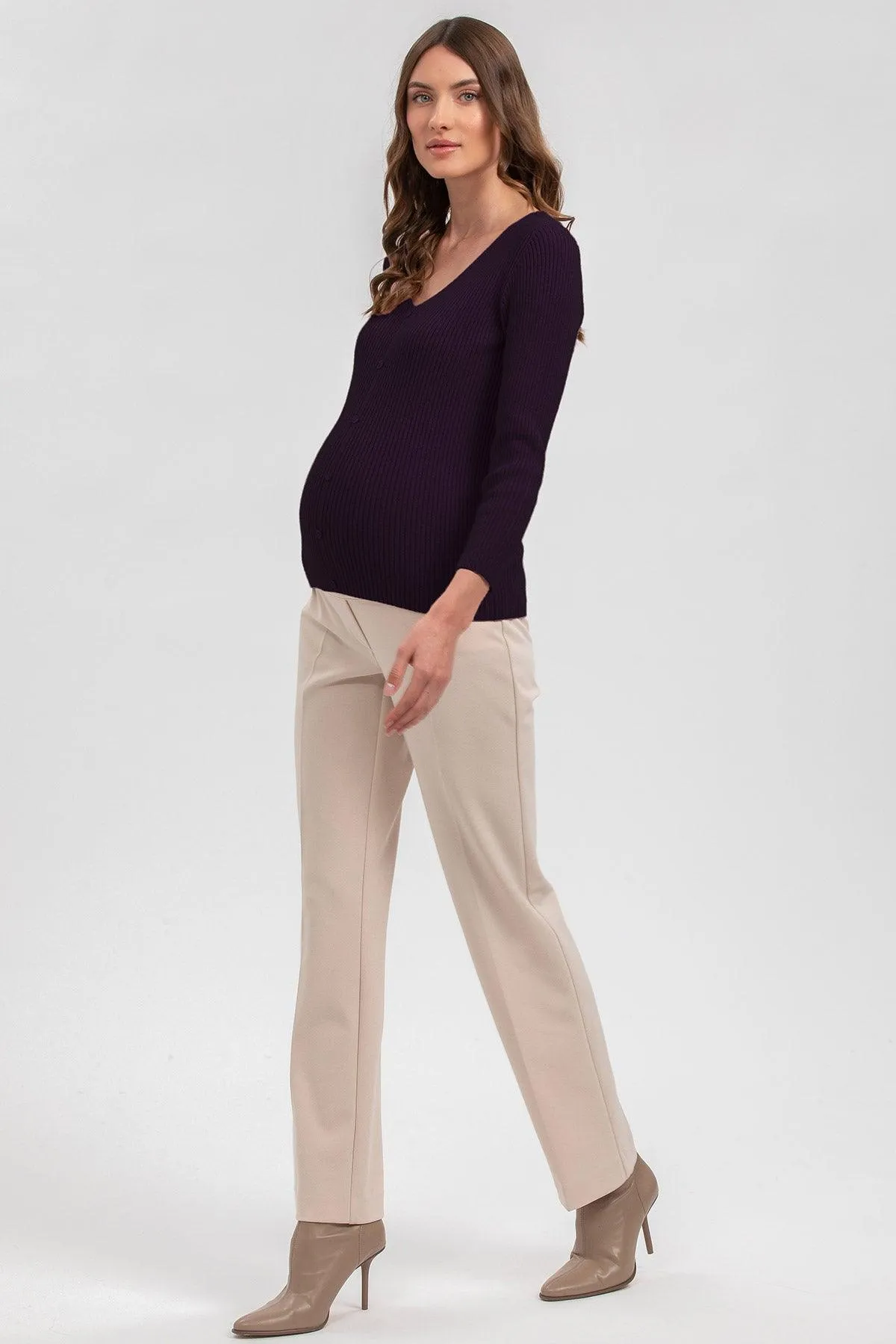 BELLA | Maglia Premaman Prugna con Manica 3/4