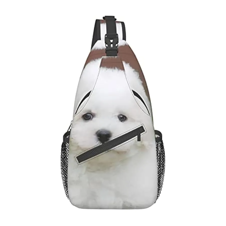 Bichon Frise Dog Stampato Croce Petto Borsa Diagonalmente Sling Bag Zaino A Tracolla Fanny Pack Per Uomini Donne, Nero , Taglia 