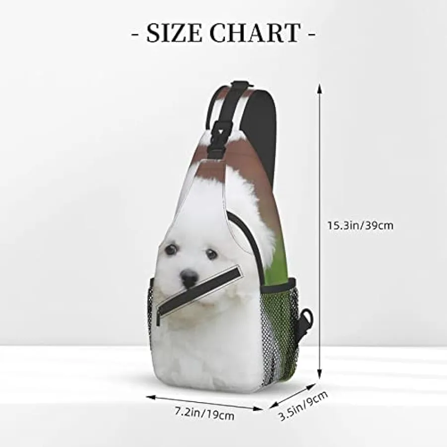 Bichon Frise Dog Stampato Croce Petto Borsa Diagonalmente Sling Bag Zaino A Tracolla Fanny Pack Per Uomini Donne, Nero , Taglia 