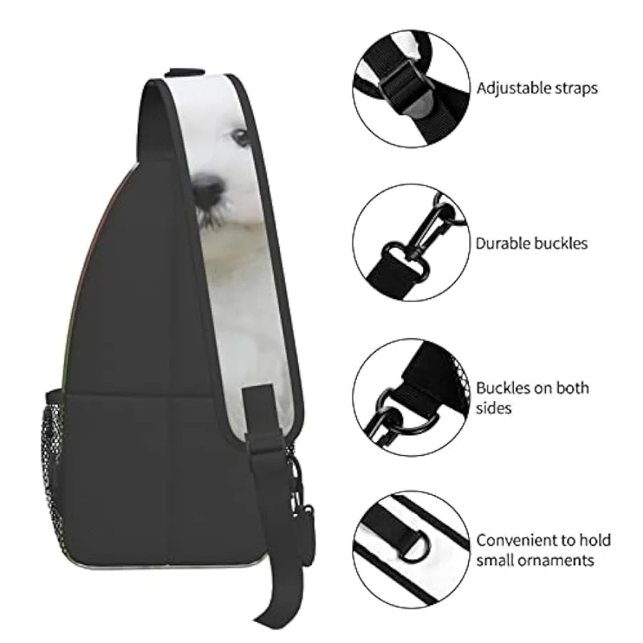 Bichon Frise Dog Stampato Croce Petto Borsa Diagonalmente Sling Bag Zaino A Tracolla Fanny Pack Per Uomini Donne, Nero , Taglia 