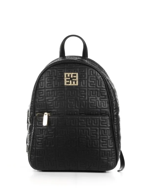Black leather backpack