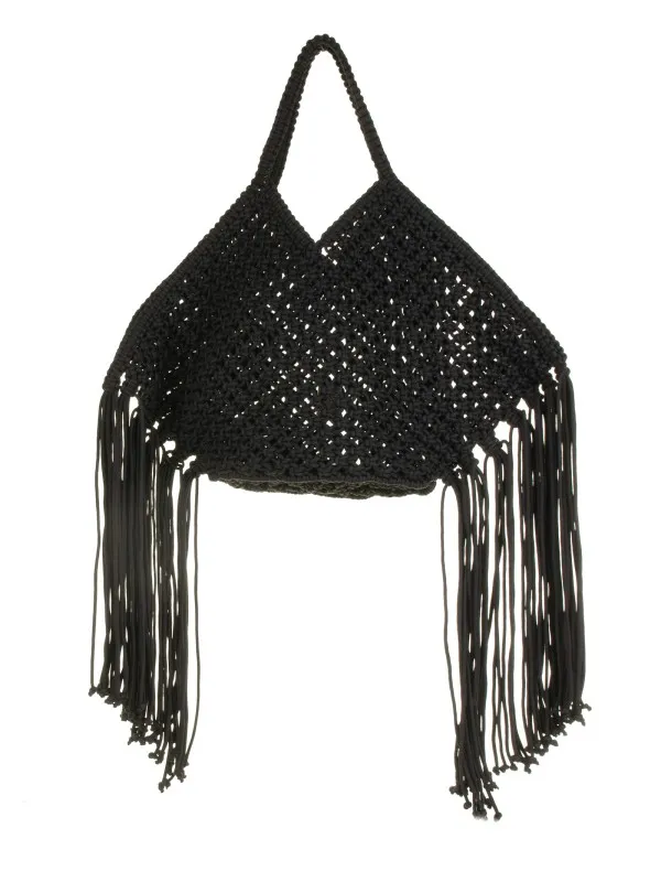 Black Rina shopping bag in woven cotton