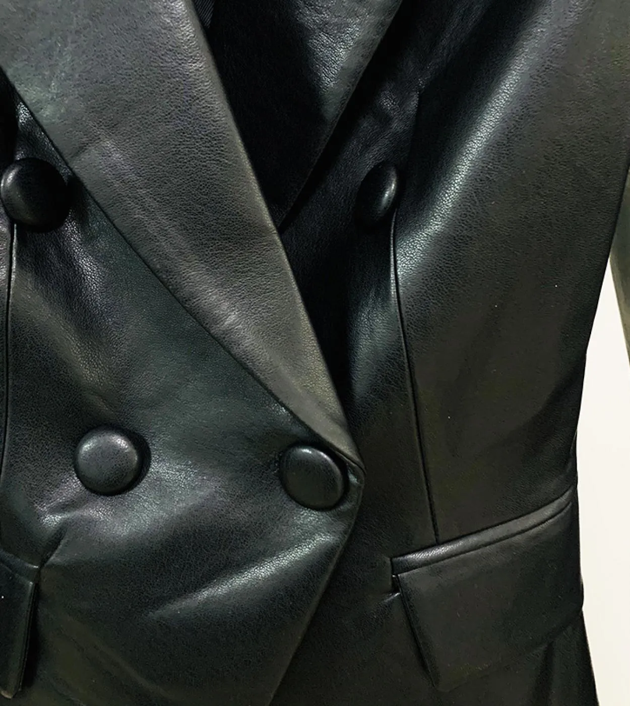 Blazer da giacca in Pu nero donna 2022 New Fashion doppio petto in pelle PU con bottoni abito Slim giacche rosa primavera alta q