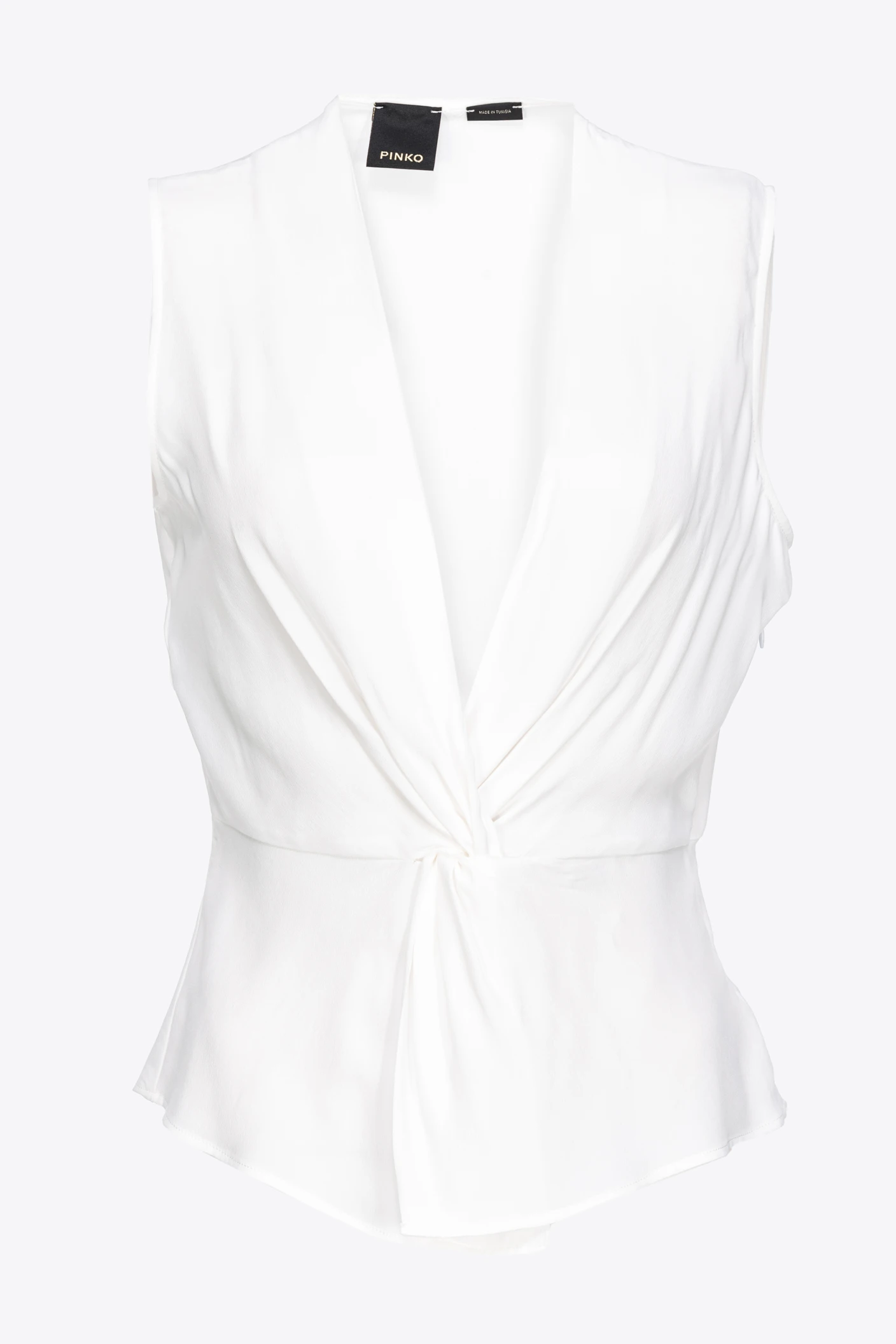 Blusa con scollo a v in crèpe