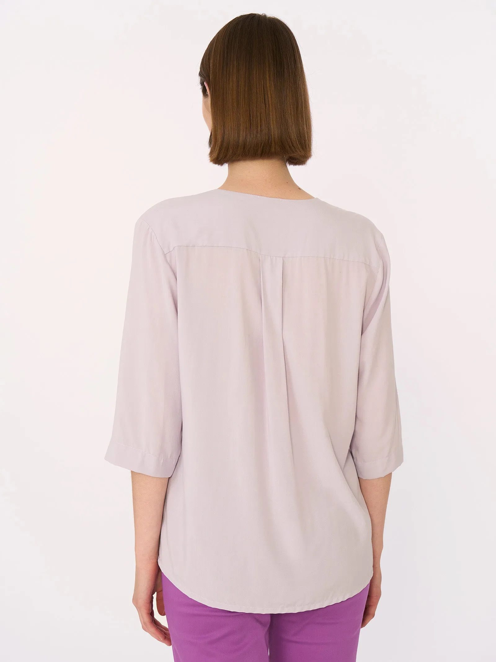 Blusa con scollo a V in EcoSeta - Orchid Petal