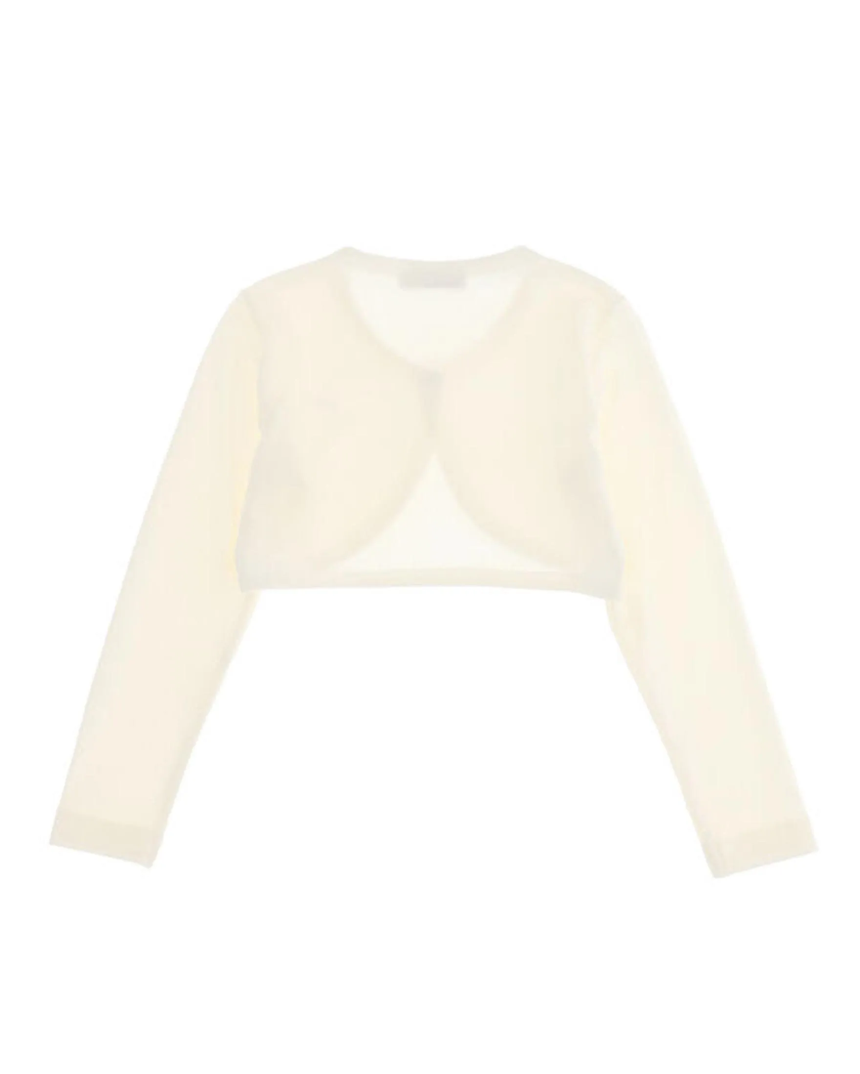 Bolero avorio in crêpe stretch con bottone gioiello e logo strass 4-10 anni