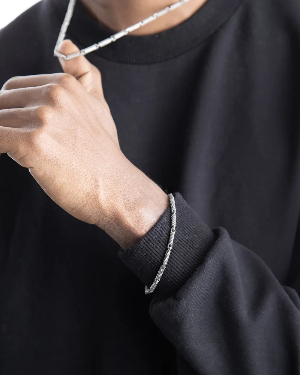 BRACCIALE IN ARGENTO ROLLER PUNTINATI