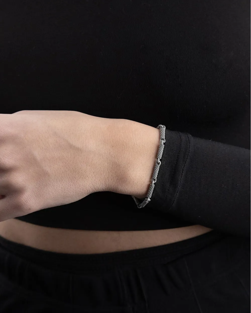 BRACCIALE IN ARGENTO ROLLER PUNTINATI