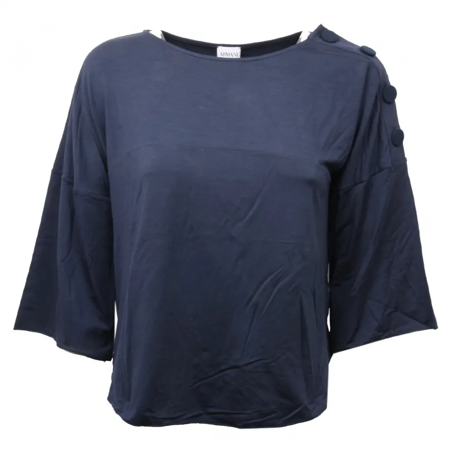 C4518 maglia donna ARMANI manica 3/4 blu navy t-shirt woman
