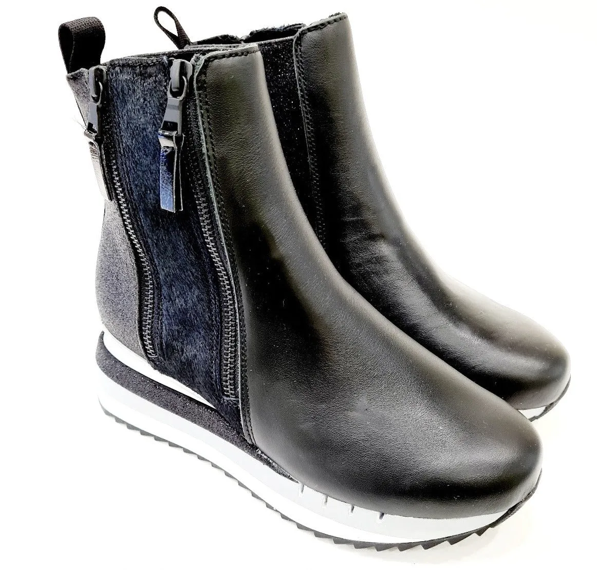 CAFE'NOIR STIVALETTO BEATLES FONDO GOMMA 4 CM + 1,5CM INERNI PELLE-CAVALLINO BLACK RIF405