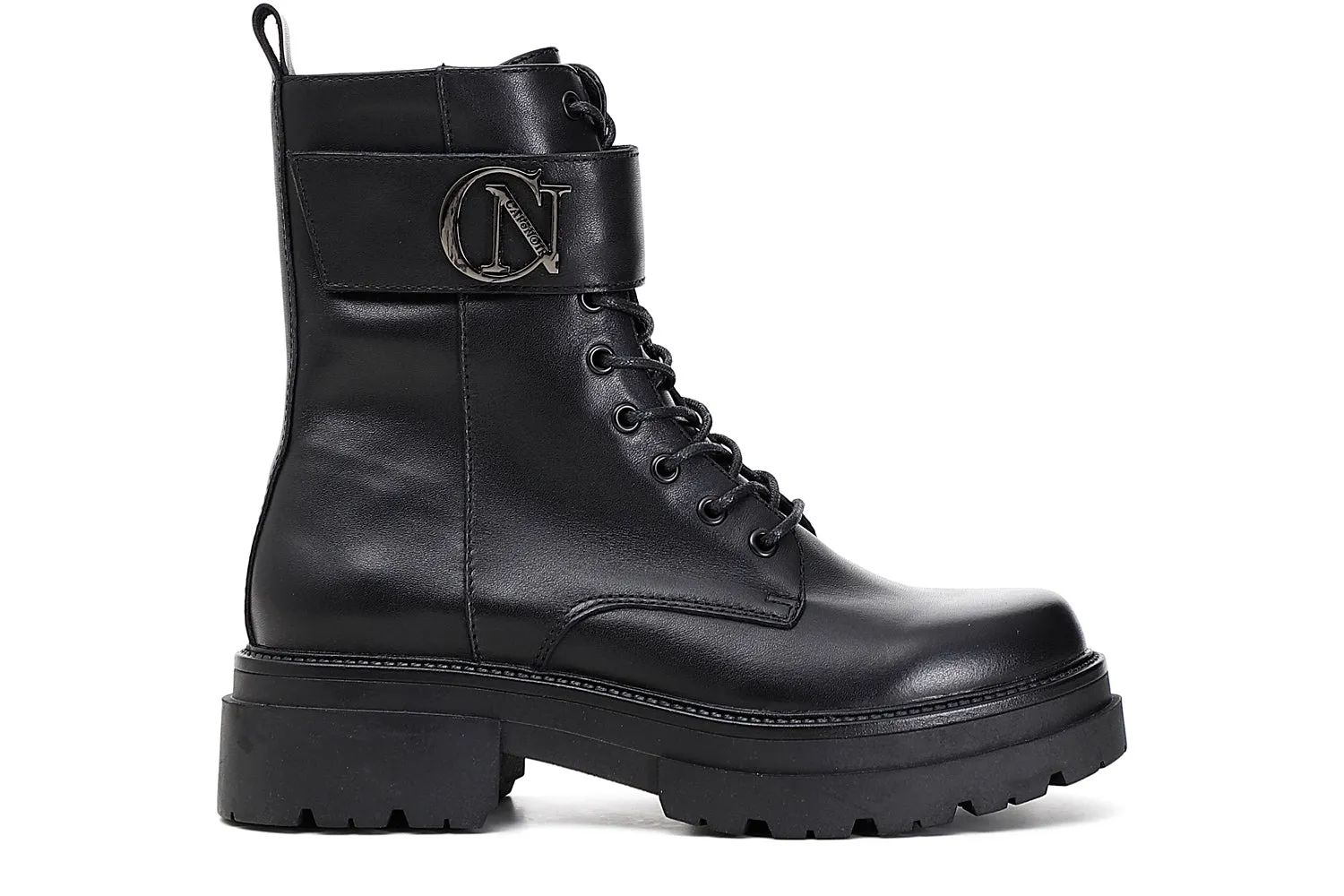 CafèNoir donna anfibi allacciati in pelle con accessorio logo
