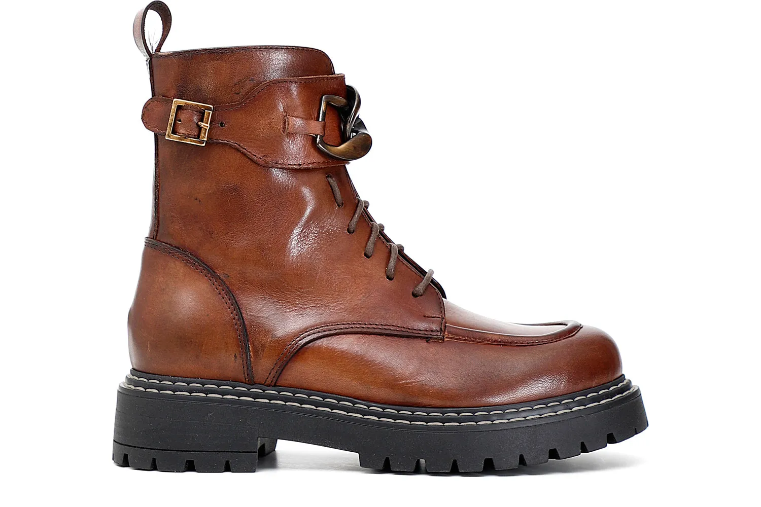 CafèNoir donna anfibi in pelle con catena