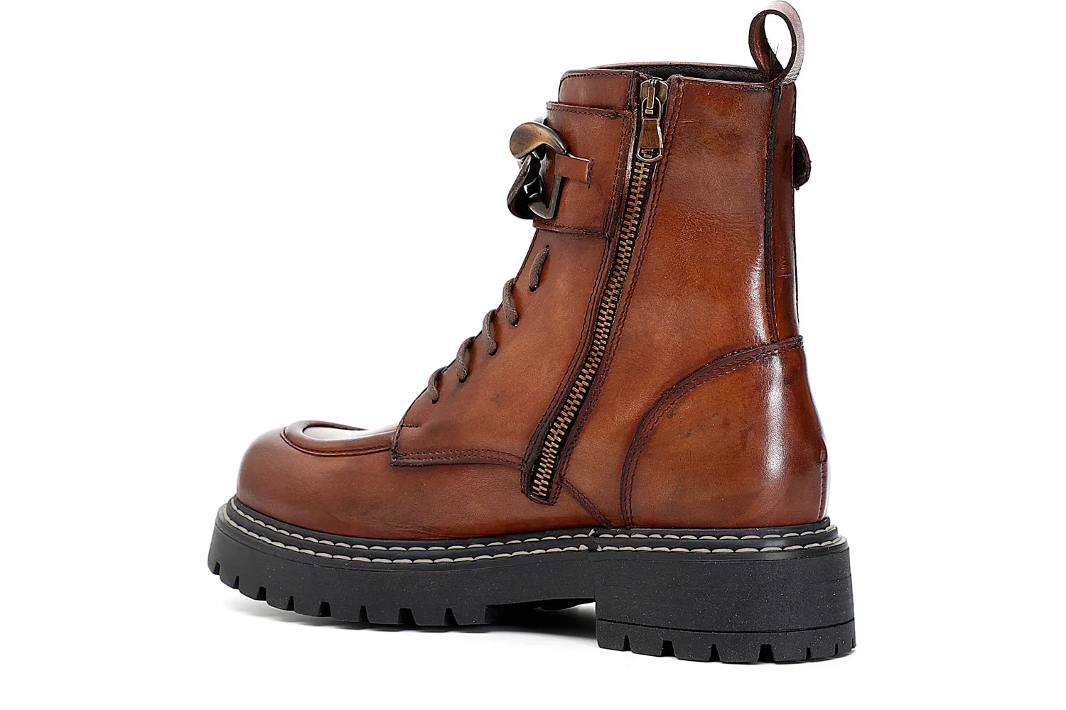 CafèNoir donna anfibi in pelle con catena