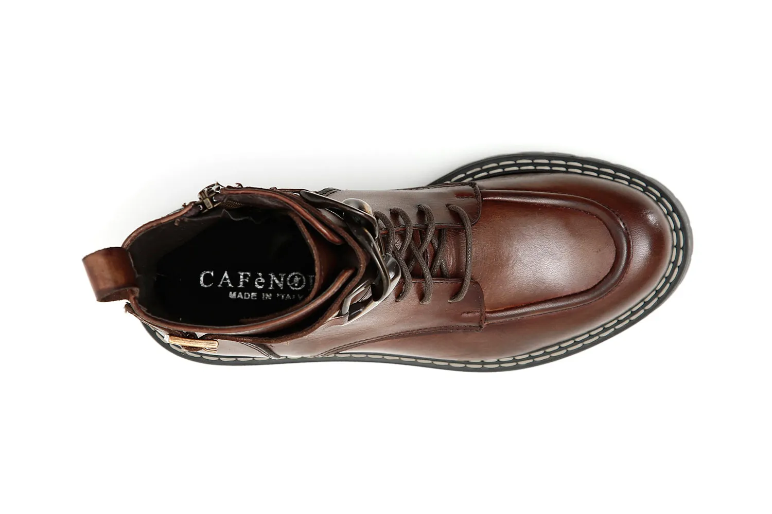 CafèNoir donna anfibi in pelle con catena