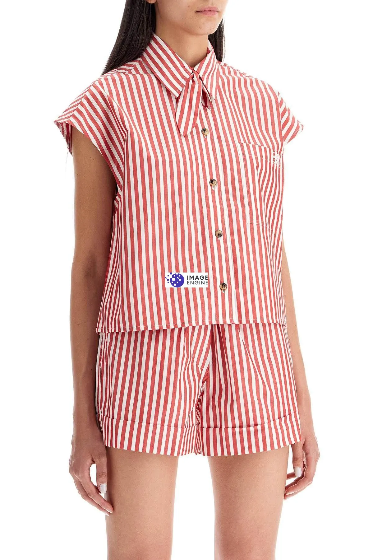 Camicia boxy smanicata con fiocco