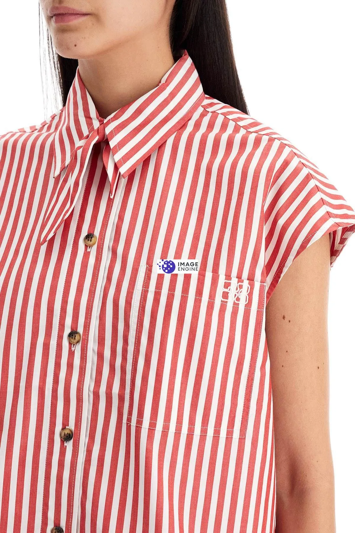 Camicia boxy smanicata con fiocco