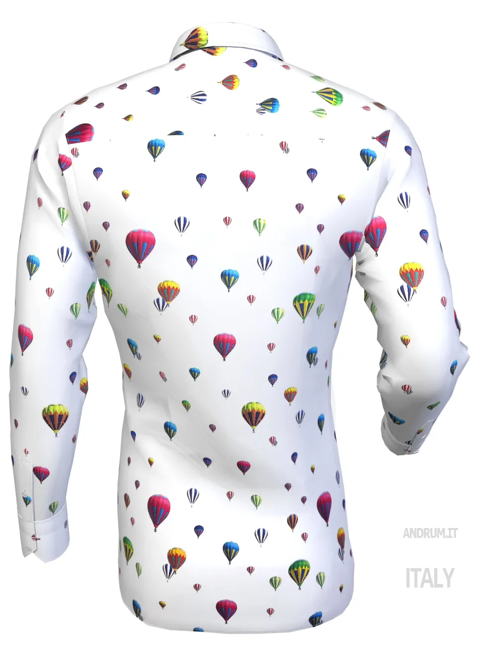Camicia Fashion cotone fantasia mongolfiera travel cotone made in italy