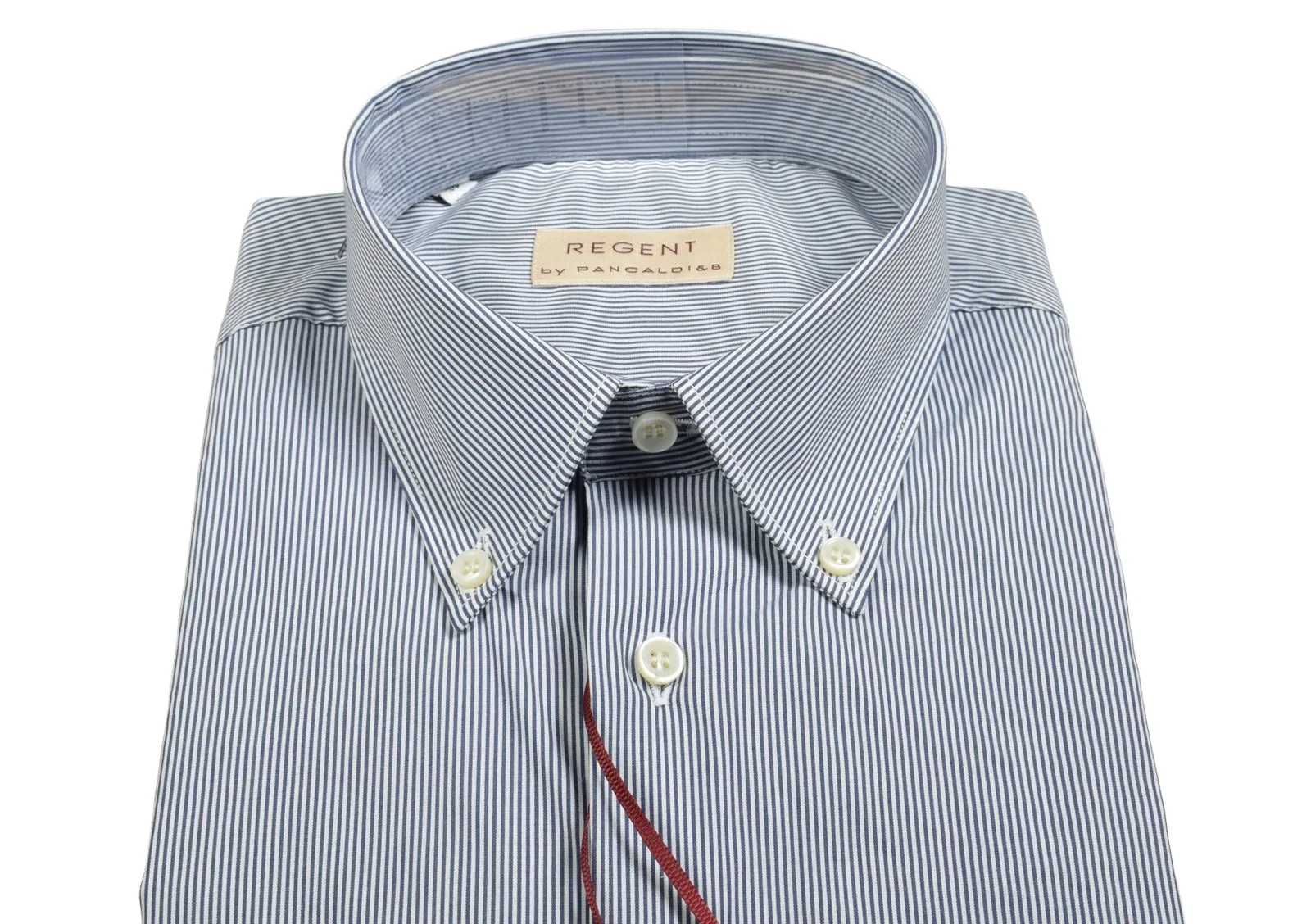 Camicia pancaldi a righe strette blu regular fit cotone stretch