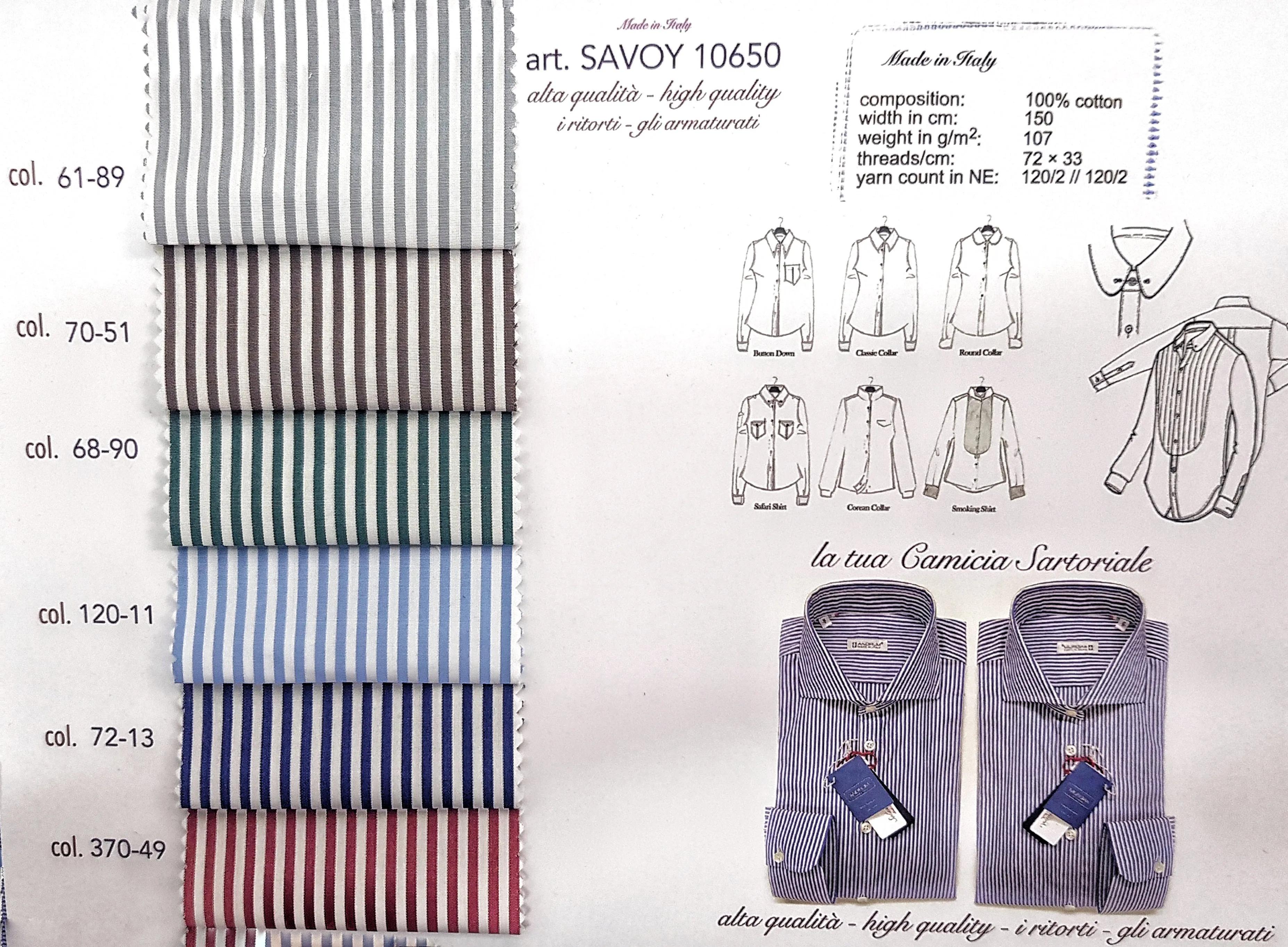 Camicia Uomo puro cotone a righe grigia alta qualità bacchettino rigato grigio titolo 120 made in italy