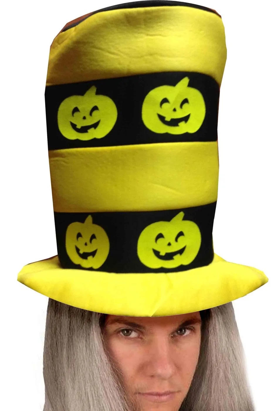 Cappello a cilindro di halloween giallo con zucche