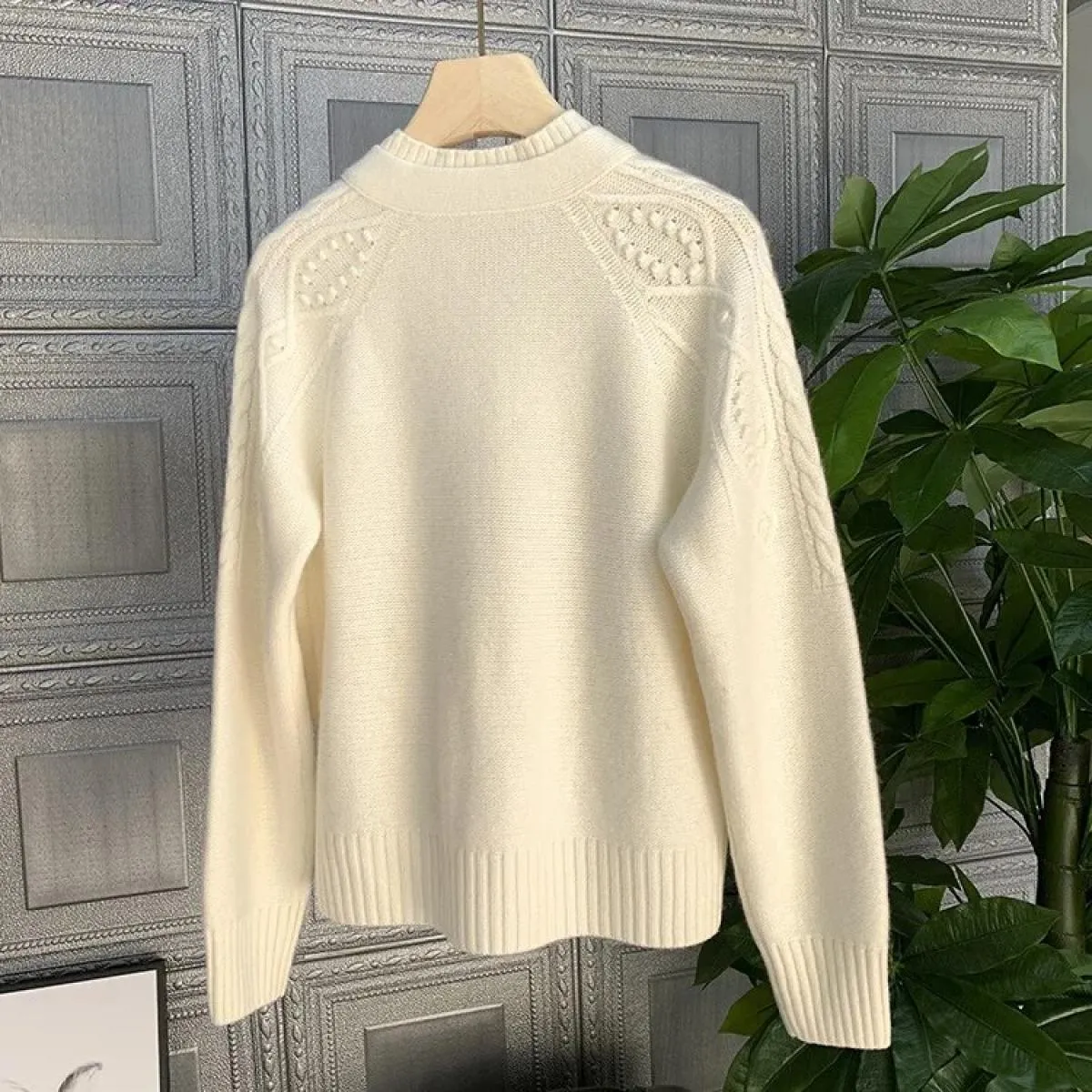 Cappotto in maglia Top Cardigan in maglione twist vintage Donna Autunno e inverno Top temperamento esterno allentato