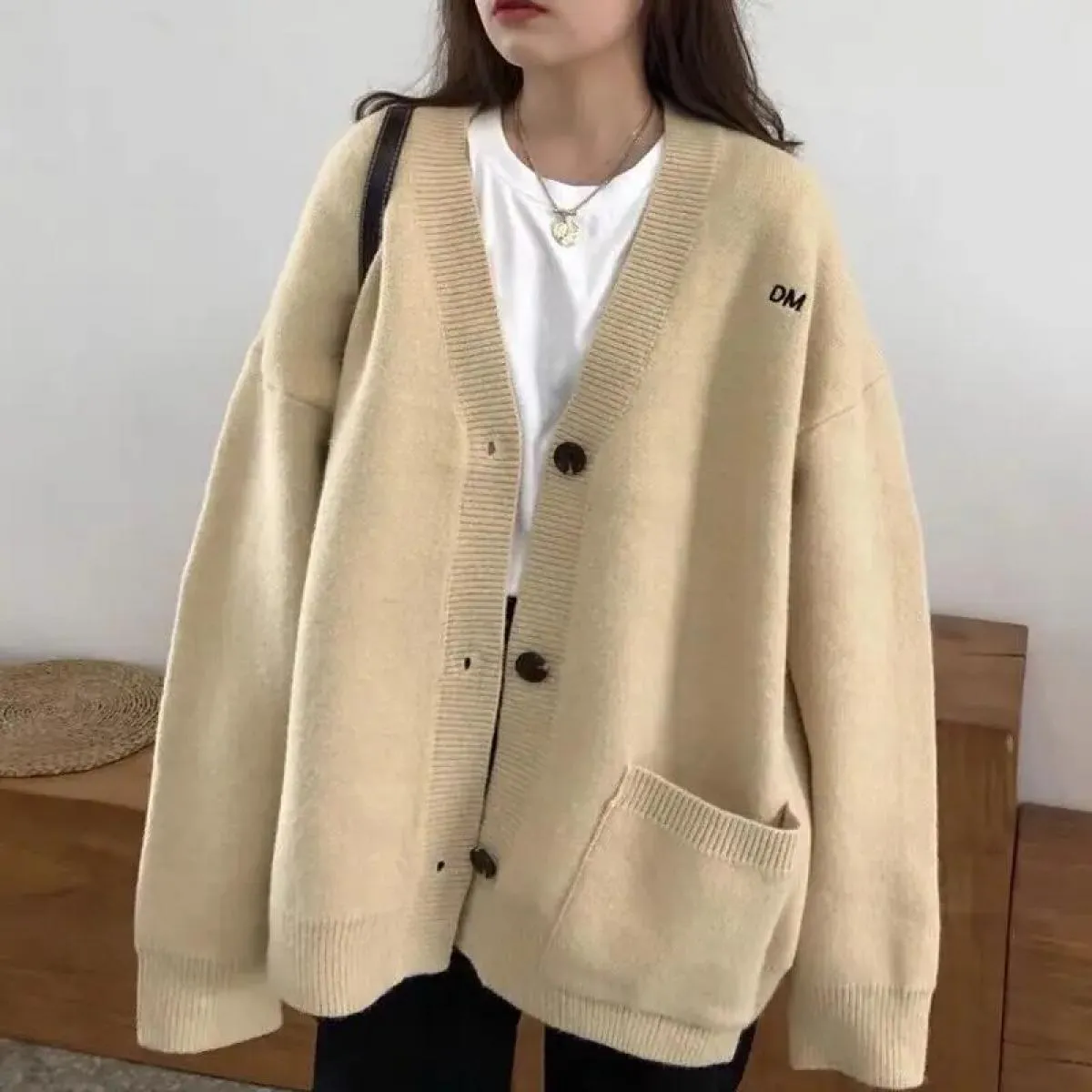 Cappotto maglione vintage da donna 2023 Autunno New Wear Cardigan lavorato a maglia allentato medio lungo autunno inverno