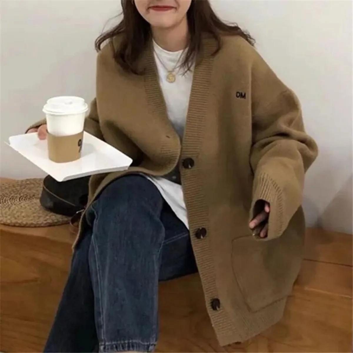 Cappotto maglione vintage da donna 2023 Autunno New Wear Cardigan lavorato a maglia allentato medio lungo autunno inverno