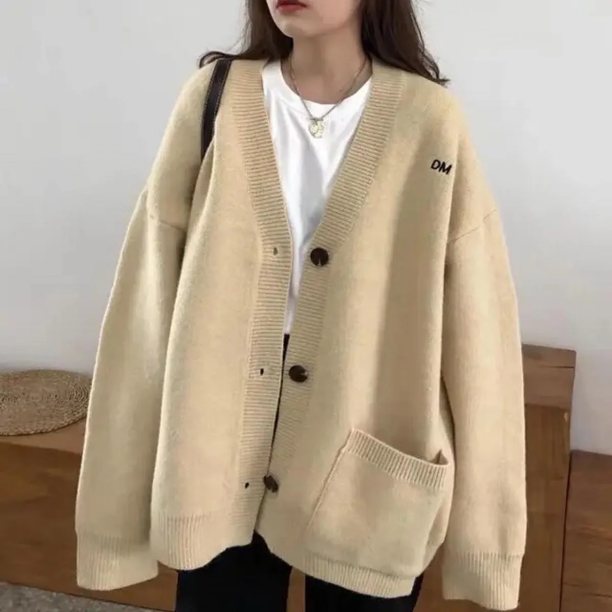 Cappotto maglione vintage da donna 2023 Autunno New Wear Cardigan lavorato a maglia allentato medio lungo autunno inverno
