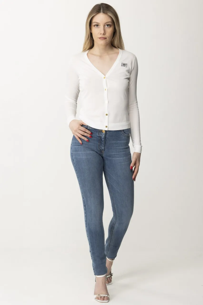 Cardigan con logo e bottoni Avorio