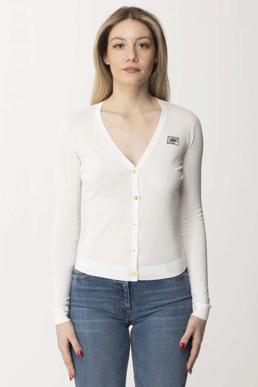 Cardigan con logo e bottoni Avorio
