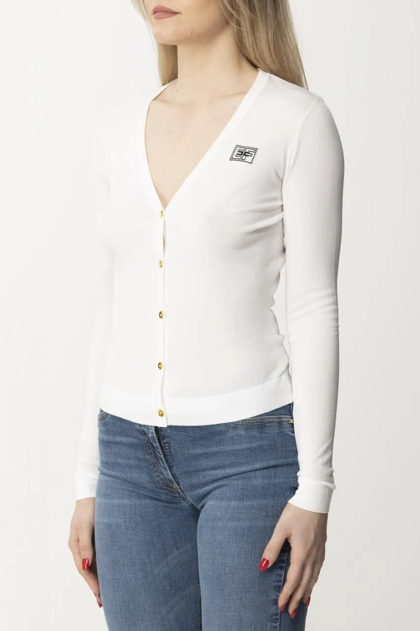 Cardigan con logo e bottoni Avorio