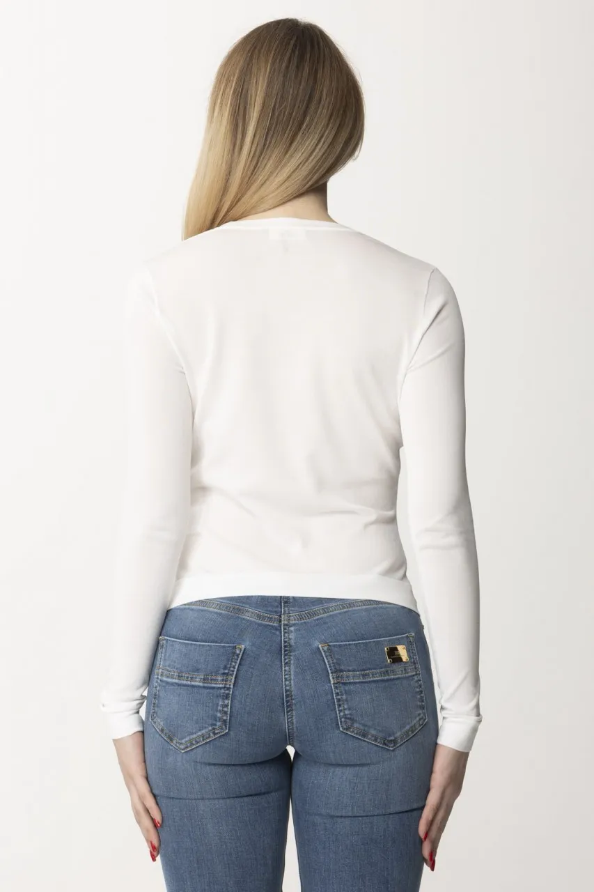 Cardigan con logo e bottoni Avorio