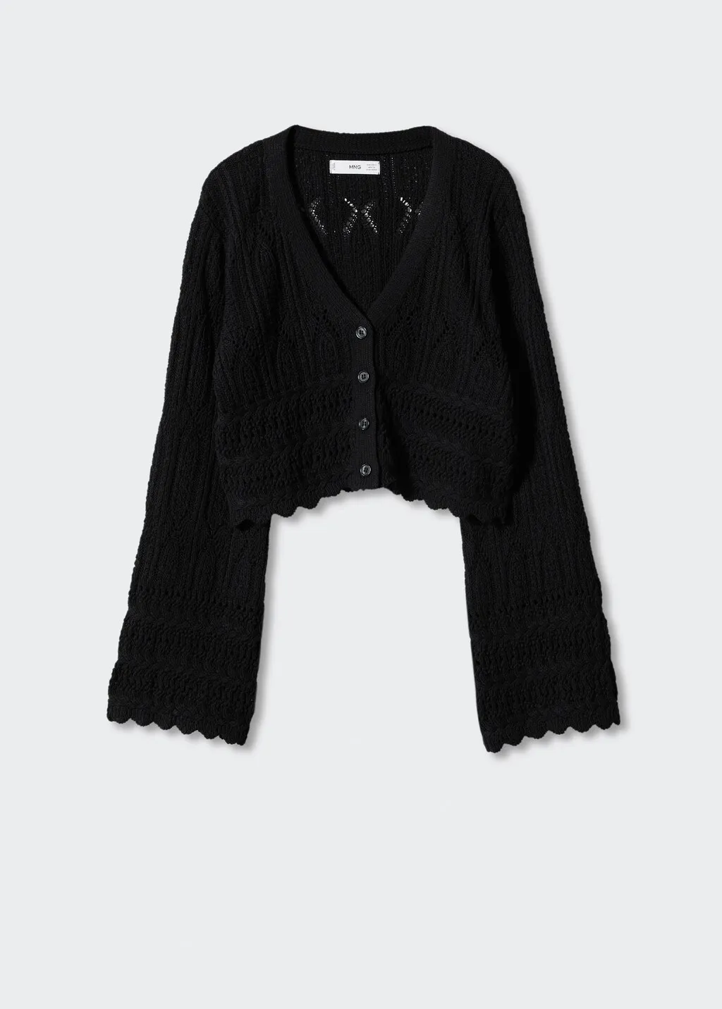 Cardigan crop bordo inferiore ondulato