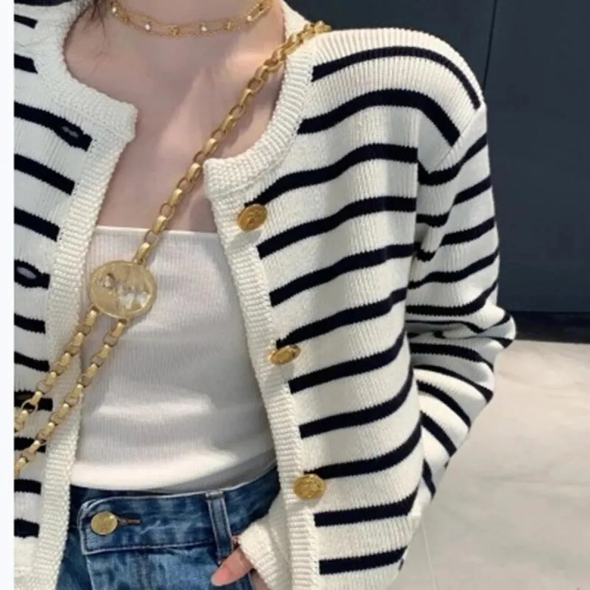 Cardigan lavorato a maglia a righe morbido ed elegante cardigan maglione da donna vintage ritagliato moda popolare vestiti