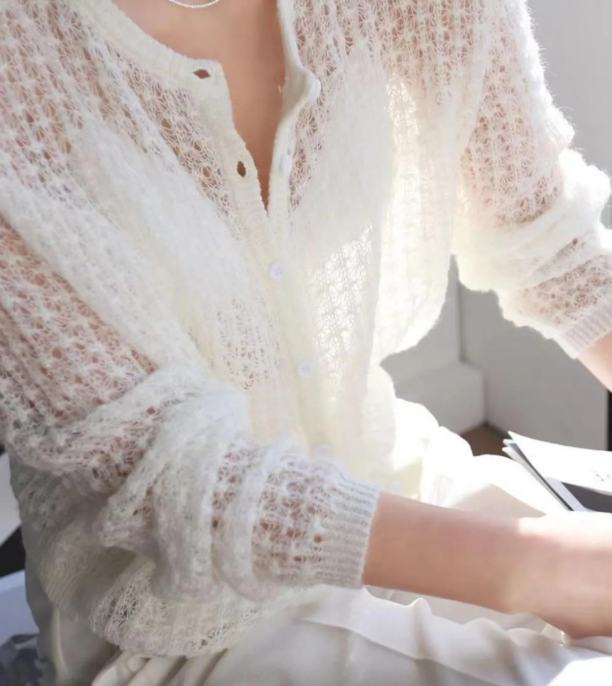 Cardigan lavorato a maglia da donna Cardigan in mohair Mohair Moda maglione in mohair Camicia da donna