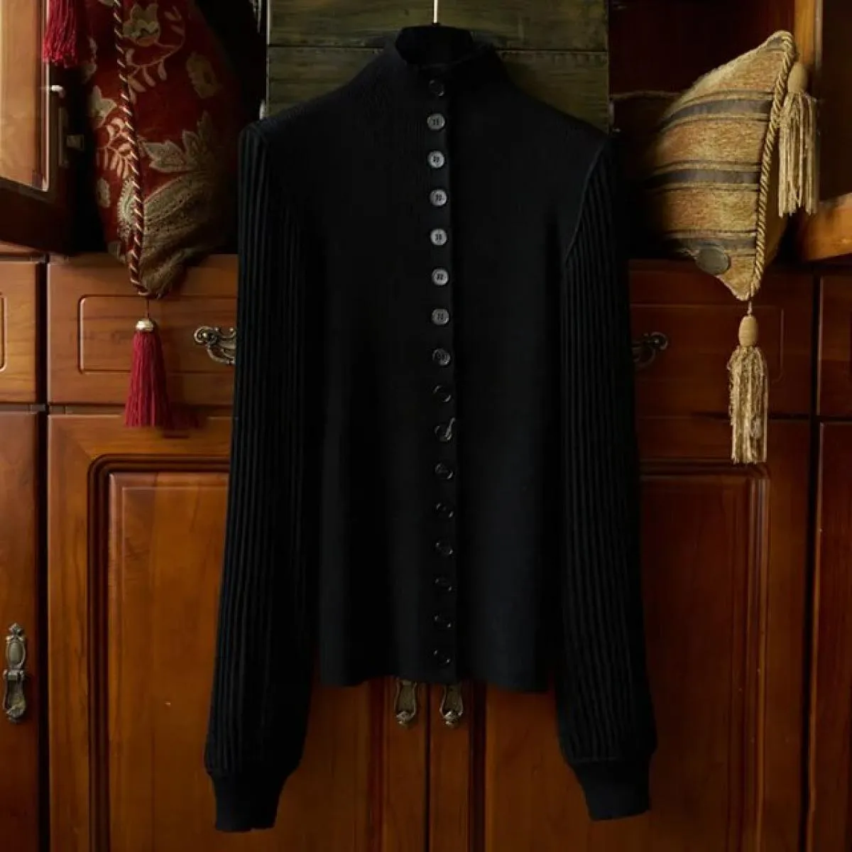 Cardigan lavorato a maglia manica lanterna monopetto maglione dolcevita sottile cappotto donna autunno e inverno 2024 nuovo desi