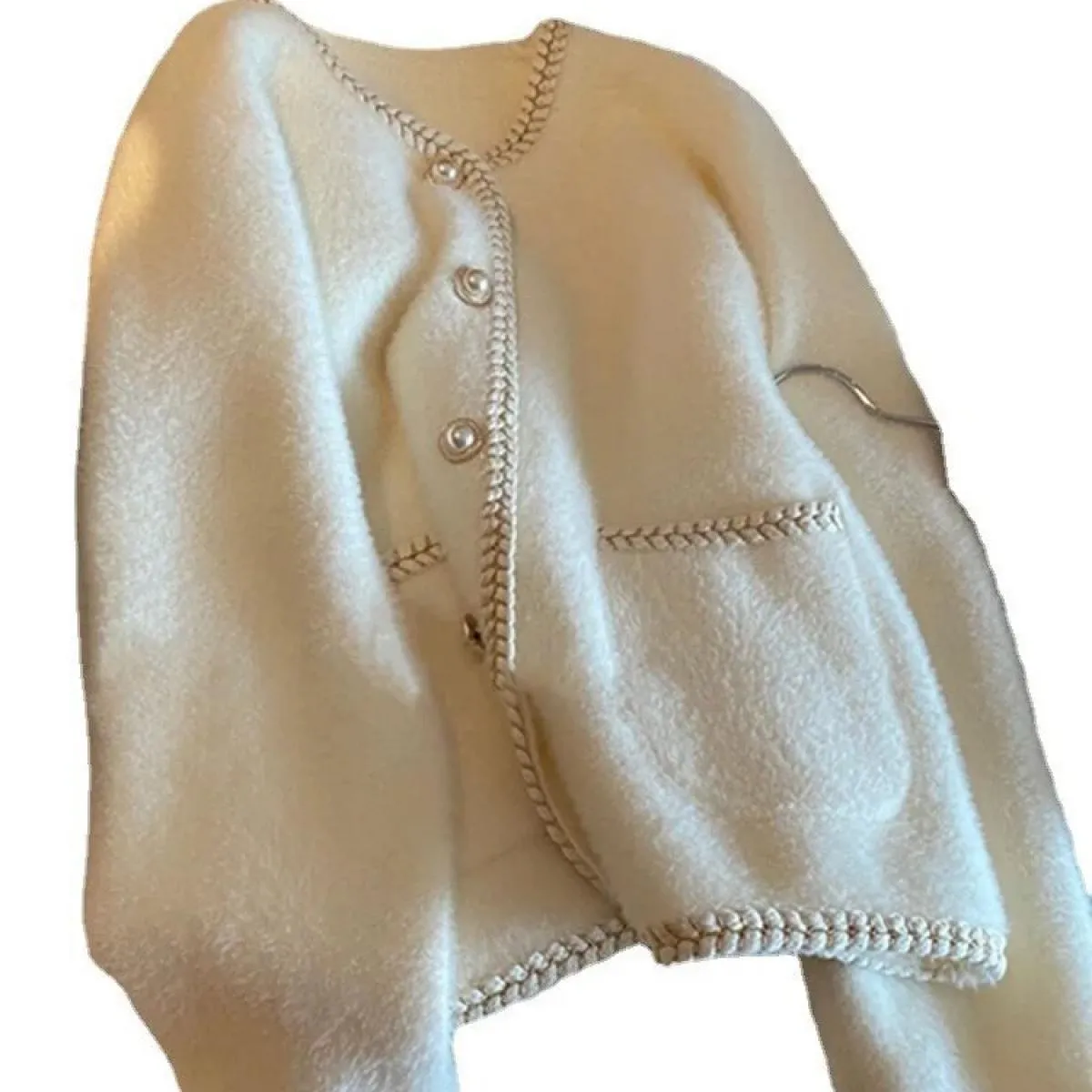 Cardigan maglione con bottoni in perla francese Top Cappotto primaverile autunnale in morbido cashmere lavorato a maglia