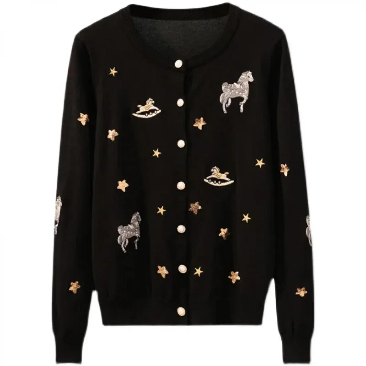 Cardigan stile casual Autunno nuovo ricamato ad ago lavorato a maglia da donna maglione giacca top cardigan