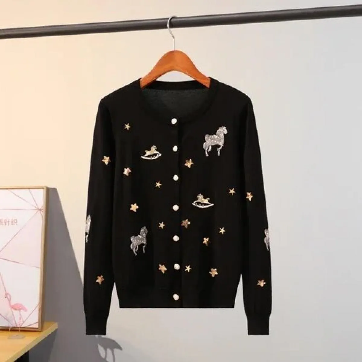 Cardigan stile casual Autunno nuovo ricamato ad ago lavorato a maglia da donna maglione giacca top cardigan