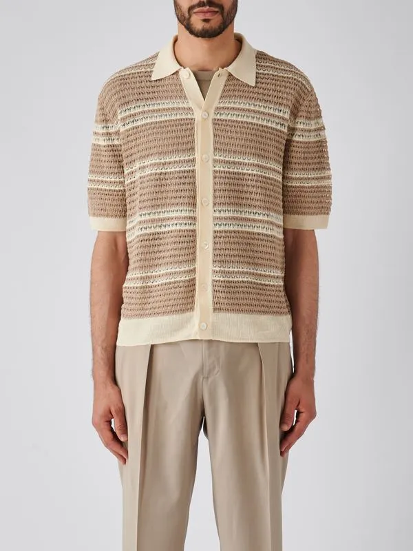 Cardigan uomo Ballantyne in lino e cotone Beige