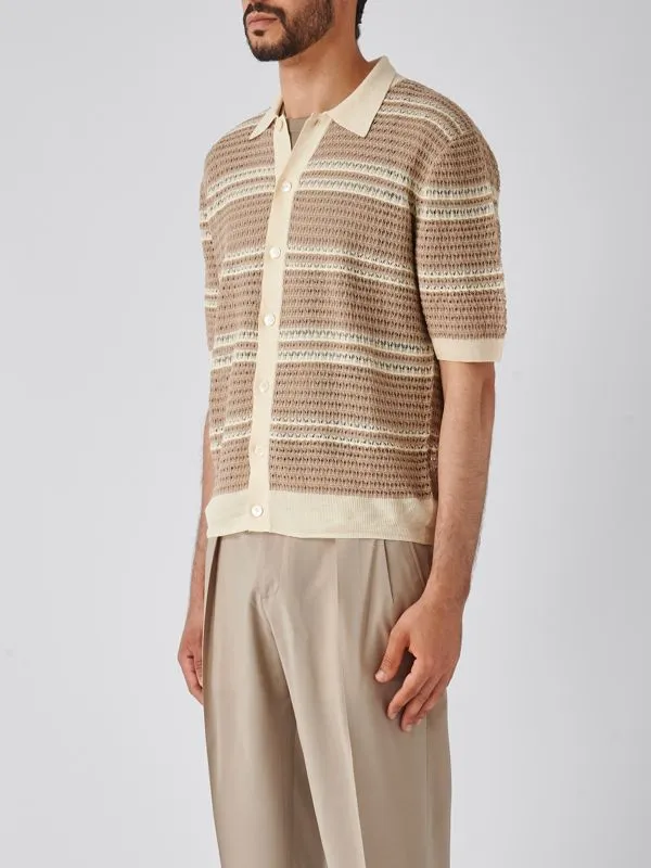 Cardigan uomo Ballantyne in lino e cotone Beige