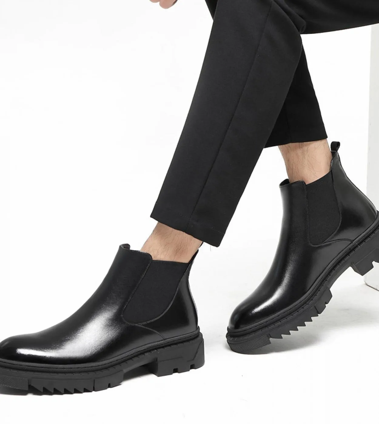 Chelsea Boot Mens Stivali da uomo Scarpe Stivali da moto da uomo con suola spessa Uomo britannico