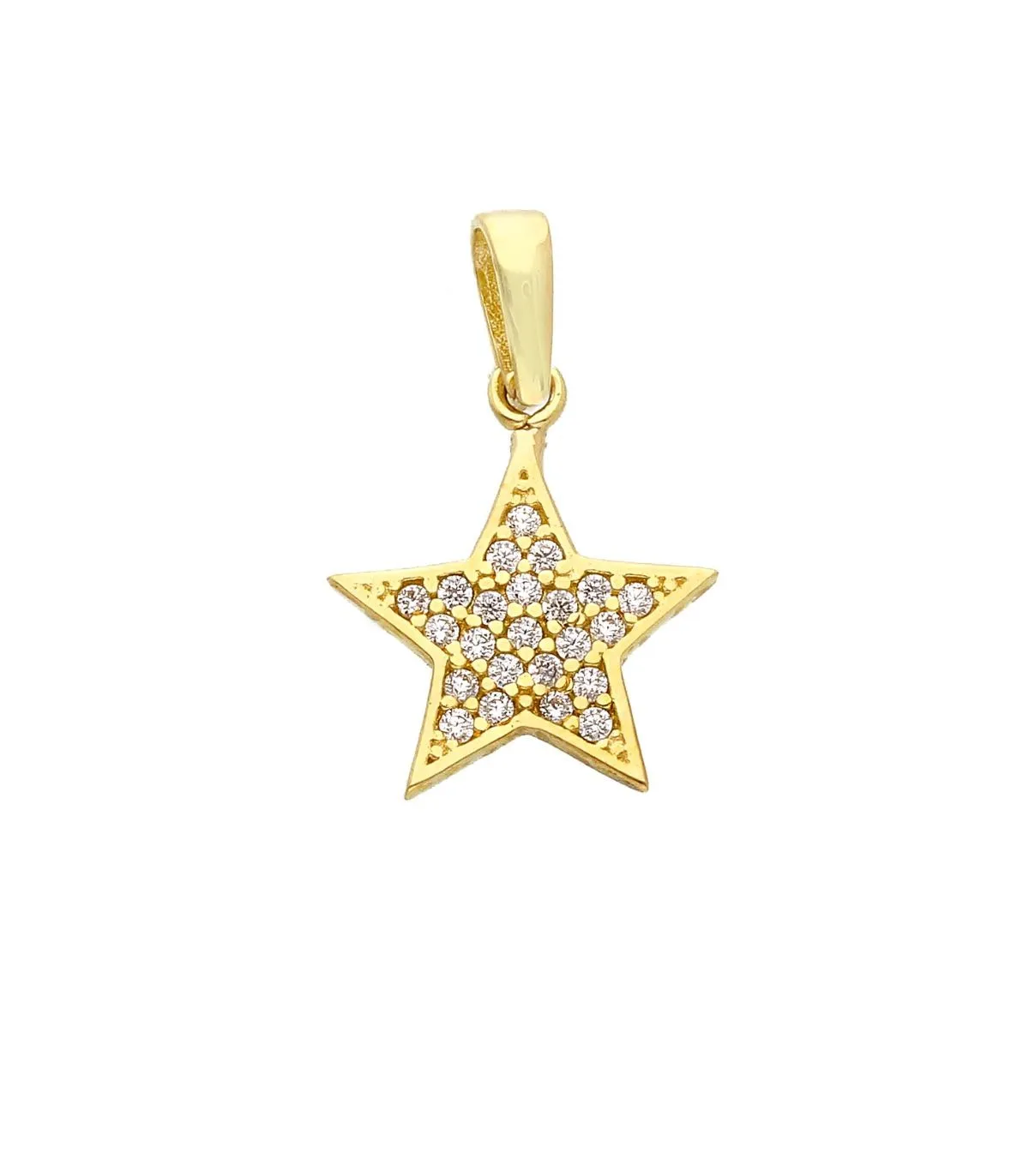 Ciondolo Stella Oro Giallo 9Kt Zirconi Bianchi