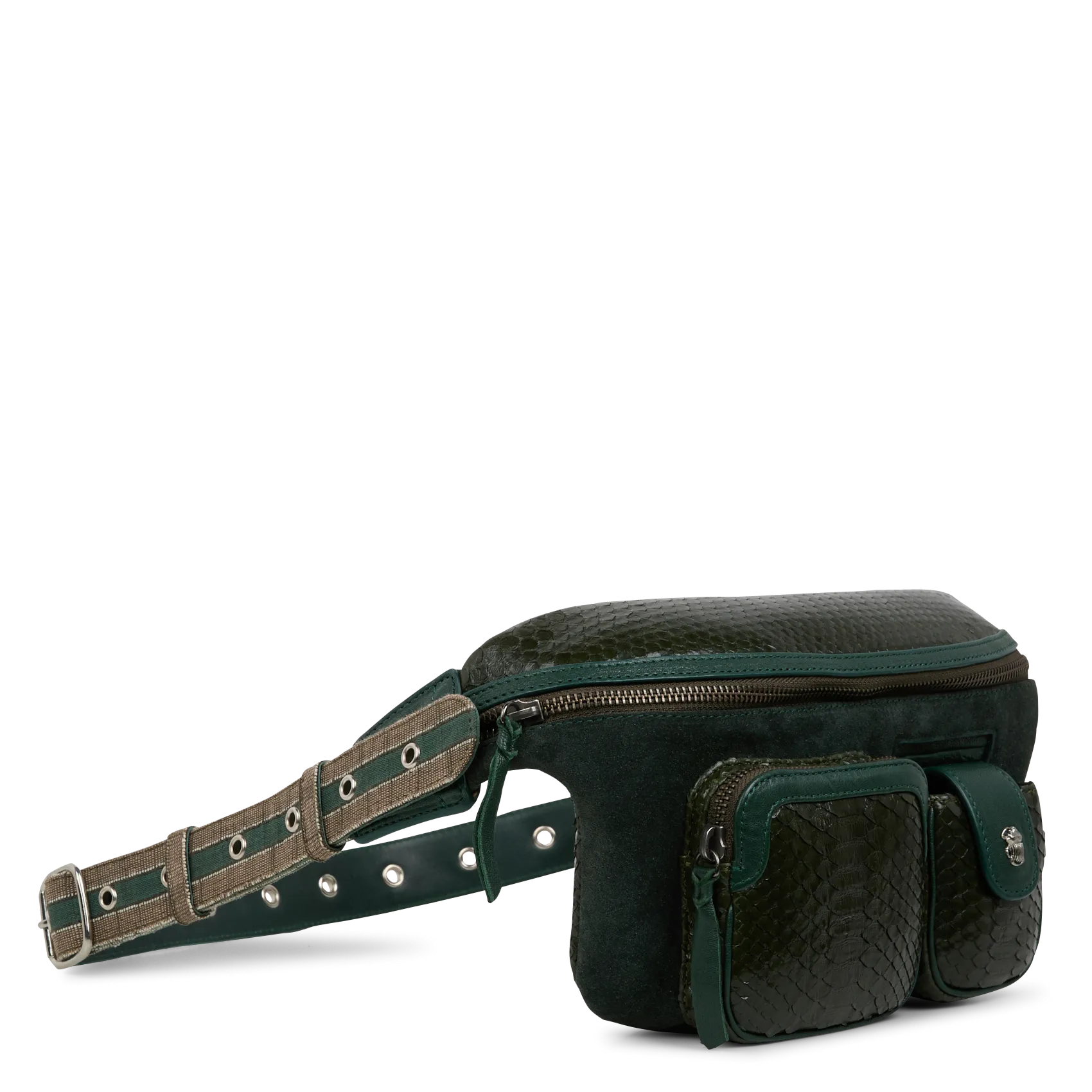  CLARIS VIROT   ROMEO - Borsa a tracolla in pelle di pitone | Verde