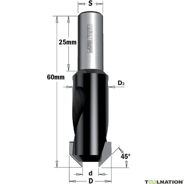 CMT 521.516.12 Svasatura sinistra 16 mm, gambo 10 mm, D3: 5mm