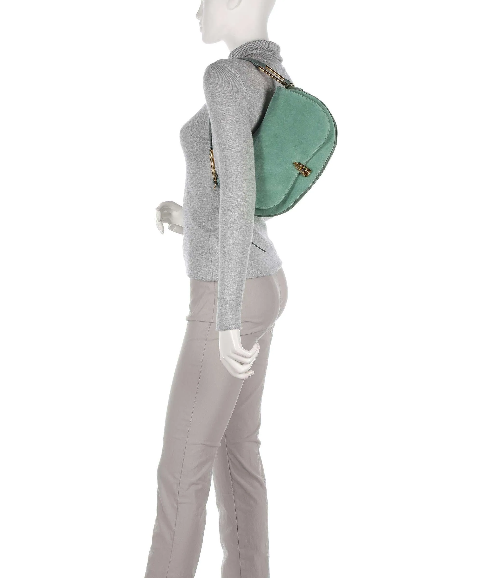  Coccinelle Magie Suede Borsa a spalla pelle bovina ruvida, pelle di vacchetta grana verde  