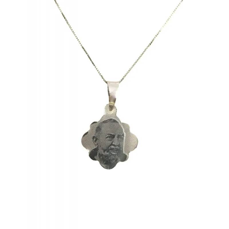 COLLANA CON CIONDOLO PADRE PIO IN ORO BIANCO 18 KT