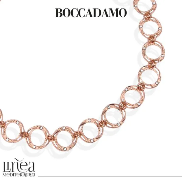 Collana placcata oro rosa a moduli circolari e     