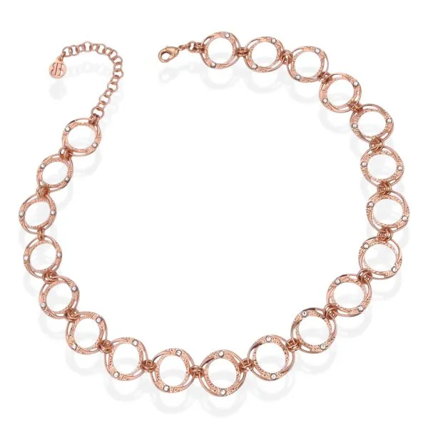 Collana placcata oro rosa a moduli circolari e     