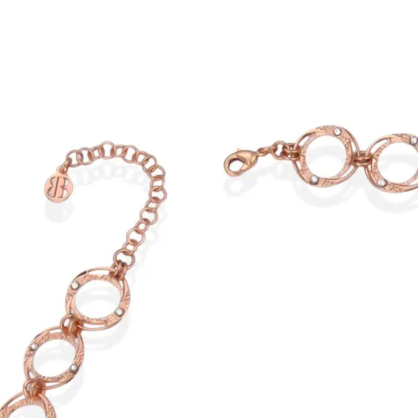 Collana placcata oro rosa a moduli circolari e     